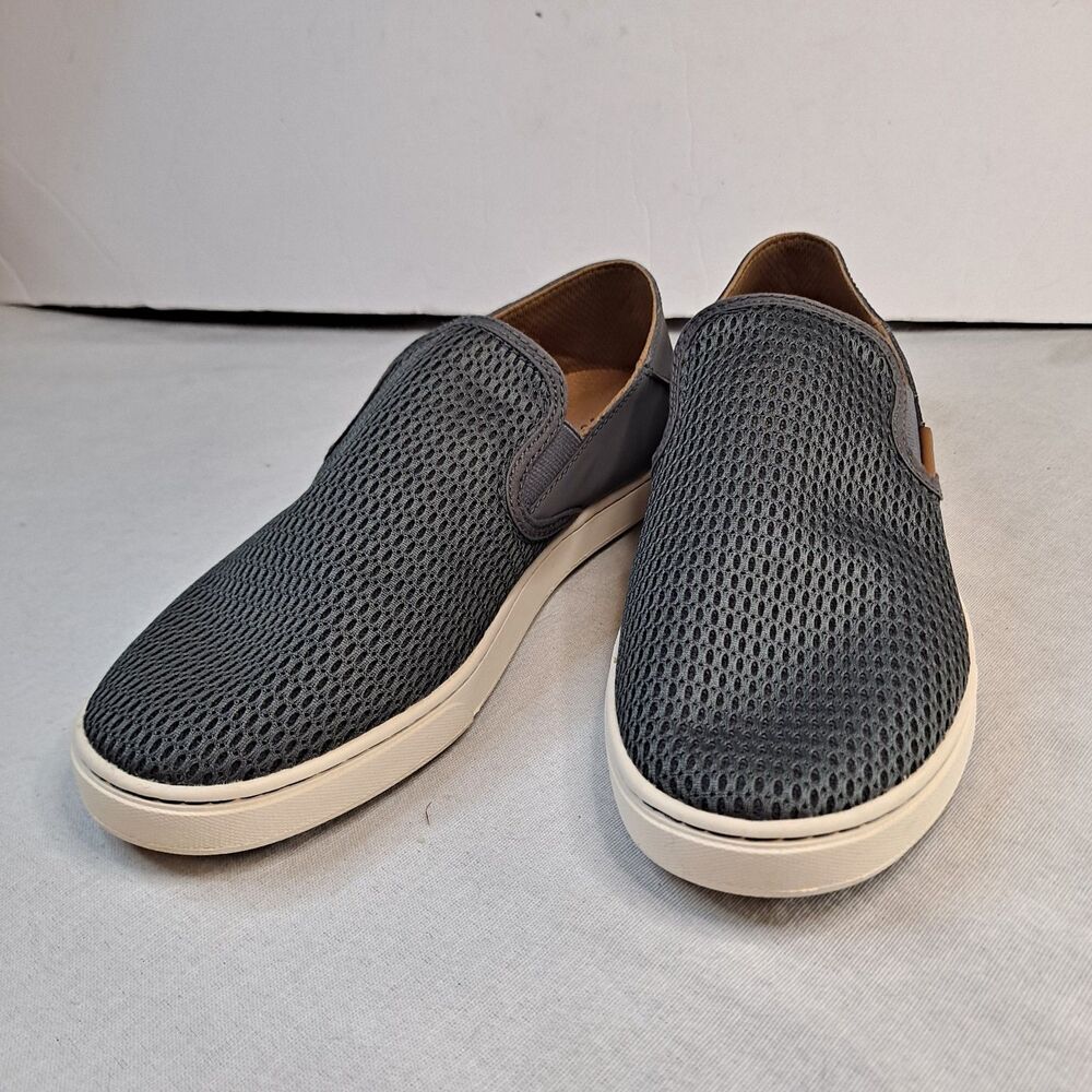 Olukai Pehuea Knit Mesh Loafers Women's Size 9 Gray Drop-In Heel Comfort Support
